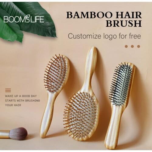 1PC Professional Bamboo Hair Brush/Hair Wide Tooth Comb Detangling Massage Custom Bamboo Hair Brush Comb Hair Straightener BrusH