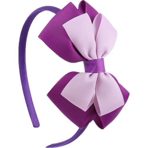 10Pcs/lot Layered Solid Hairbands Elastic Grosgrain Ribbon Hair Bows Handmade Boutique Hair Hoop For Kids Girls Hair Accessories