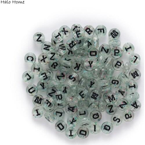 100 Random Mixed Letters Round Shaped Acrylic Spacer Beads Jewelry Making Sewing Handmade Shoes Bags Clothing Headwear DIY 7mm