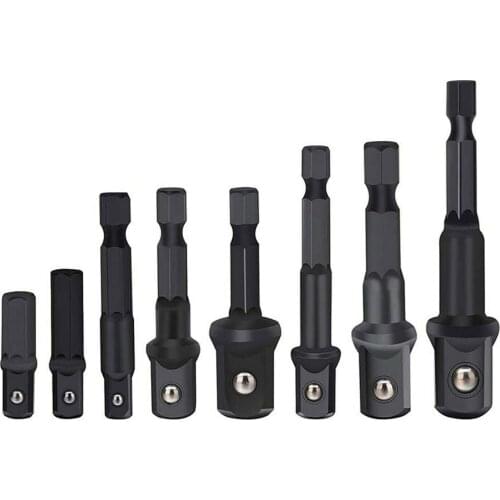 5pcs/8pcs1/4inch Black Hex Shank To Impact Driver Drill Bits Bar Socket Adapter Set Hex Shank Steel Ball Socket Bit Adapter Set