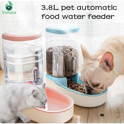 3.8L Pet Automatic Food Water Feeder Water Dispenser Feeding Bowls Larger Cat and Dog Water Bottle Plastic