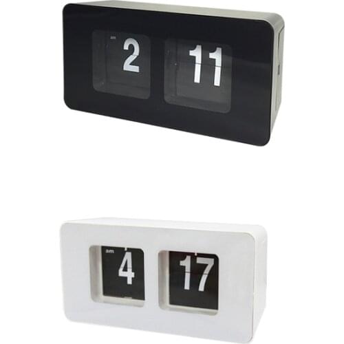 Auto Flip Clock Stylish Modern Vintage Clock Desk Table File Down Page Clock Digital For Bedroom Kitchen Office Cars Home Cafe