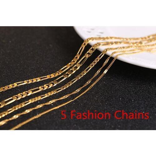 Bangrui New Fashion Necklace&bracelet link Chain Gold Color Necklace For Women Men New Wholesale girlsLong Necklace Jewelry gift