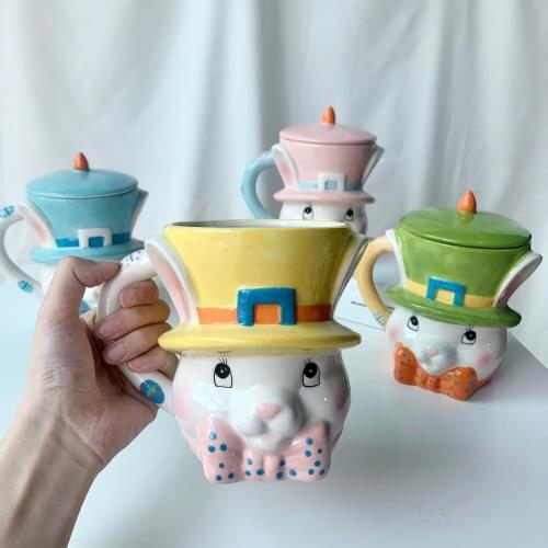 Big Vintage Retro Rabbit Bunny Cute Ceramics Mugs Coffee Mug Milk Tea office Cups Drinkware Birthday Gift Art Decoration
