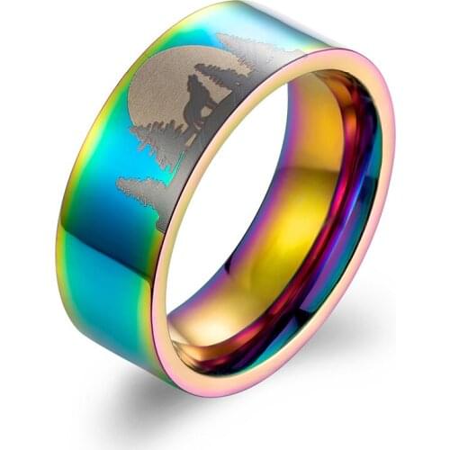 Hot Offers Gothic Style Night Animal Prairie Timber Wolf Matching Rings Titanium Stainless Steel Original Mens Gifts For A Guy