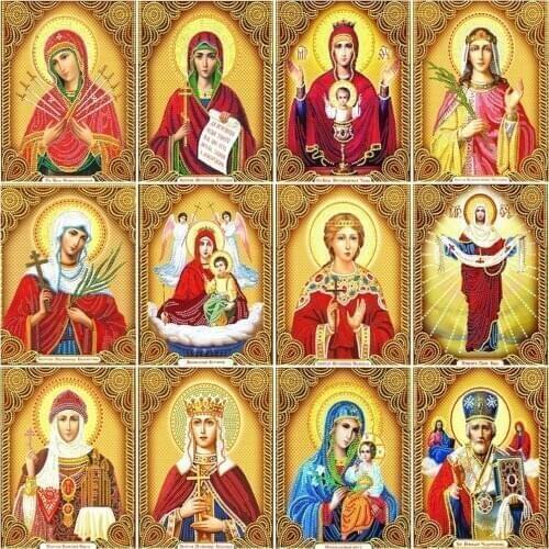 HUACAN 5d DIY Diamond Painting Religion Icon Full Square Diamond Embroidery Cross Stitch Mosaic Home Decor