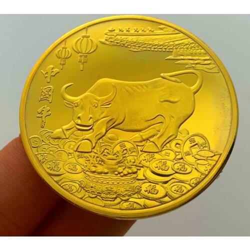 2021 Chinese Zodiac Xin Chou Niu Lucky Commemorative Collectible Coin Gift Lucky Challenge Coin