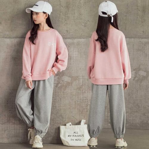 Girls Clothing Set Fall Spring Clothes Children Kids Girl Solid Korean Outfits Teens Tracksuit for 4 6 8 10 11 12 Years Old