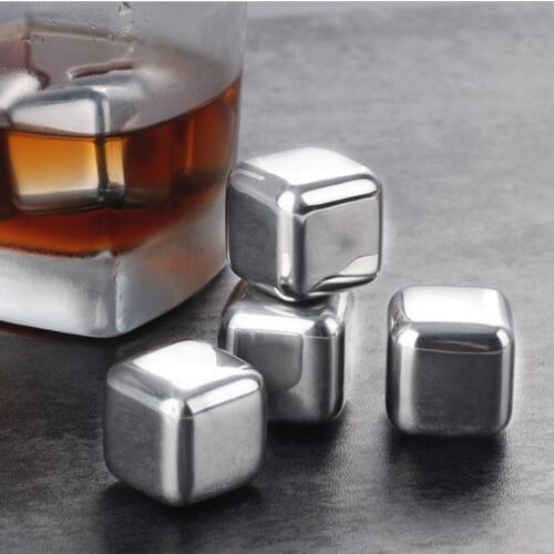 Reusable Whisky Chilling Rocks Whiskey Stones Stainless Steel Ice Cubes Whiskey Ice Cube Steel for Beer Wine Cooller free Tong