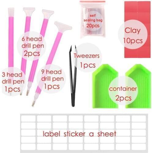 DIY Diamond Painting Accessories 5D Diamond Painting Cross Stitch Embroidery Pen Tools Set Mosaic Glue Pen Kit Tweezers