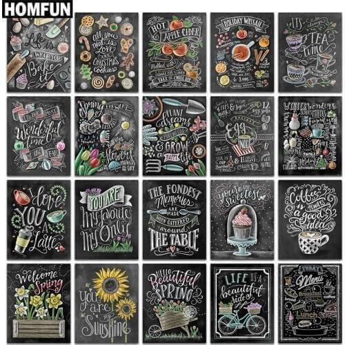HOMFUN Full Square/Round Drill 5D DIY Diamond Painting "Black board word" 3D Embroidery Cross Stitch 5D Home Decor Gift