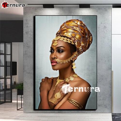 Full square round drill scarf african woman art diy diamond painting set 5d diamond embroidery Cross Stitch decoration salon