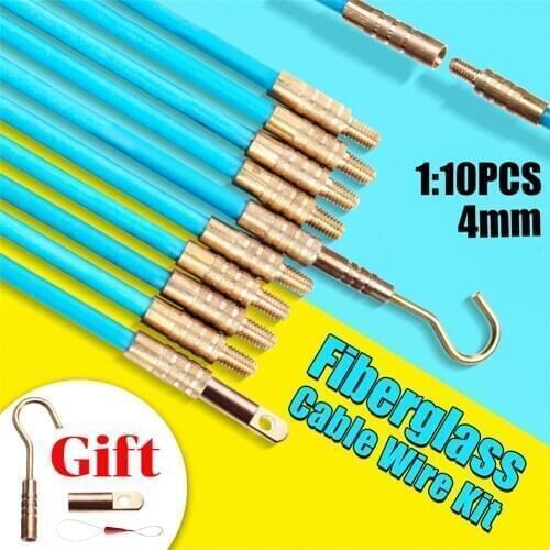 10pcs Fiberglass Wire Cable Electrical Push Puller Tape Glass Fiber Puller Kit Duct Threader Length 40cm 4mm Dropshipping