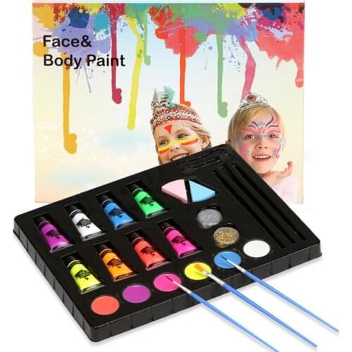 Non-toxic Body Face Makeup Cosplay Water Soluble Pigment with Brush Halloween 4X7E