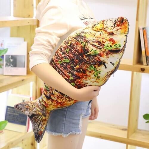 2018 August New Hot 3D Simulation BBQ Pillow Chicken Wing Leg Shrimp Fish Squid Plush Toy 1pcs/pack 70cm Big Christmas Present