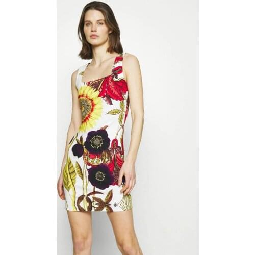 Spain 2021 summer new European and American fashion stretch printing buttock sleeveless dress