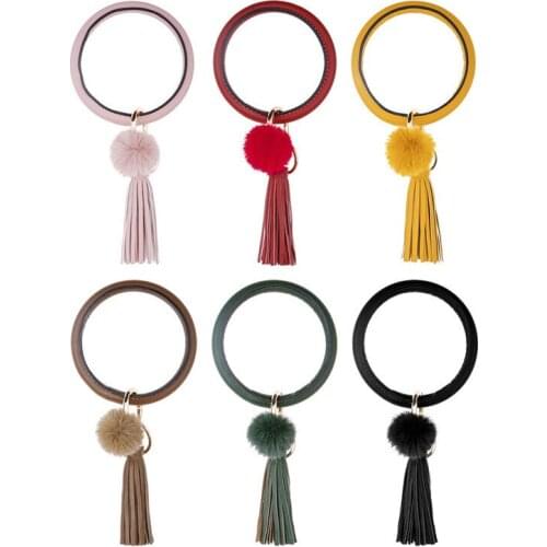 Original design alloy bracelet anti-lost car keychain pendant simulation mink hair pendant fashion bracelet jewelry
