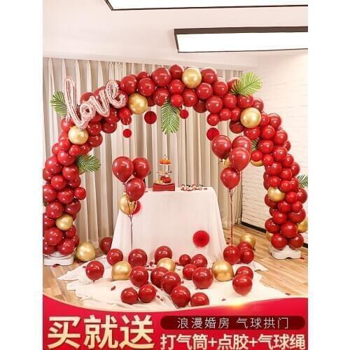 Wedding opening balloon arch bracket wedding scene layout wedding room decoration birthday macaron net red balloon