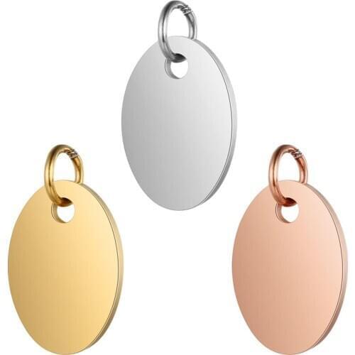 5pcs/lot 100% Stainless Steel Mirror Polished 17mm Oval Tag Charm for Bracelet Necklace Jewelry Making Accessories