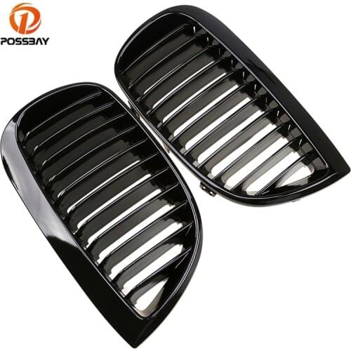 POSSBAY Racing Grill Gloss Black Front Black Sport Wide Kidney Grille Grill For BMW 1-Series E87 5-door 2007/2008-2011 Facelift