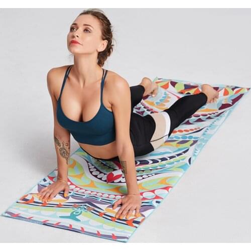Portable Double Layer Printed Yoga Towel Quick Drying Pilates Towel Blanket Fitness Foldable Yoga Mat Sports Travel Cushion