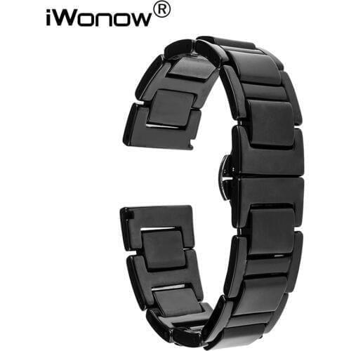 Full Ceramic Watch Band 16mm 18mm 20mm + Link Remover for Citizen Seiko Casio Men Women Butterfly Buckle Strap Wrist Bracelet