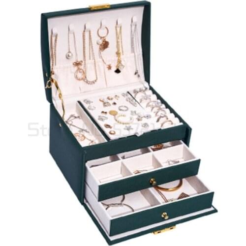 Jewelry box storage box household earring box net red large capacity Necklace hand jewelry storage box