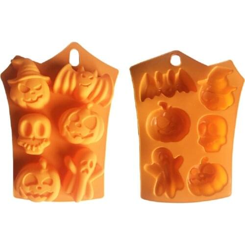 1/2Pcs Halloween Holiday Style Silicone Cake Mold Cavities Pumpkin Ghost Bat Shape Cookies Chocolate Molds DIY Cake Baking Tool