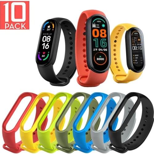 10pcs Silicone Strap for Xiaomi Amazfit Band 5 Sport Wristband Replacement Band Bracelet for Mi Band 6 5 Strap CorreaAccessories