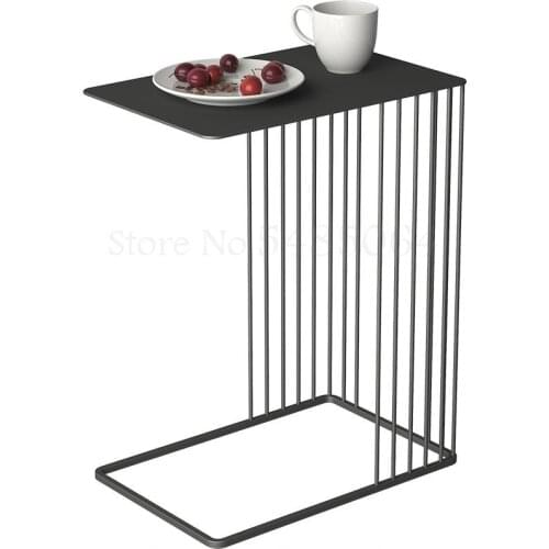 Nordic Small Coffee Table Modern Simple Ins Light Luxury Side Cabinets Small Narrow High Gold U-shaped Iron Shelf Multifu
