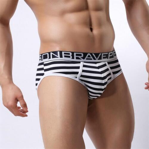 HOT!2017 Brand Brave Person sexy Underwear Mens Cotton Striped Briefs Underpants Men Panties Comfortable Wide Belt Underwear