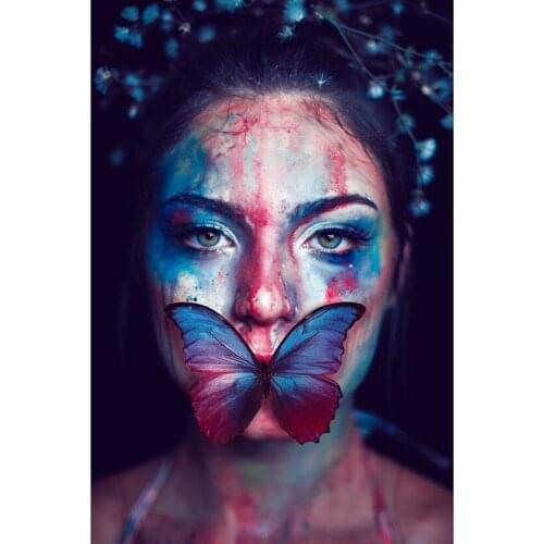 Cross Stitch 5D DIY Butterfly Girl Full Round Diamond Painting Cross Stitch 3D Embroidery Rhinestone Mosaic Home Decor Art JX627