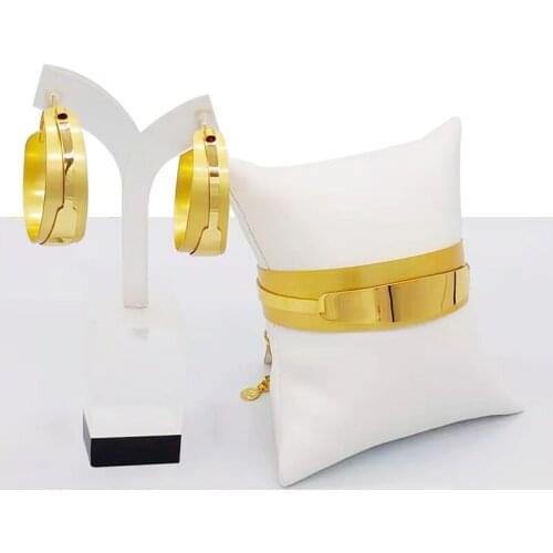 Gold color jewelry sets for women bridal luxury earrings bracelet ring set Indian African wedding ornament gifts