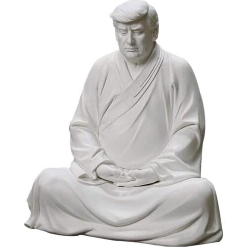 Creative Clay Zen Trump Statue Garden Decor Figurine Table Ornament Pastoral Crafts Ornament Trump Buddha Statue Meditation Gift