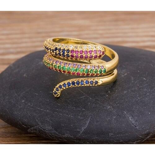 Fashion Retro Exaggerated Snake Adjustable Ring Personality Punk Wind Snake-Shaped Open Ring For Women Trend CZ Jewelry Gift