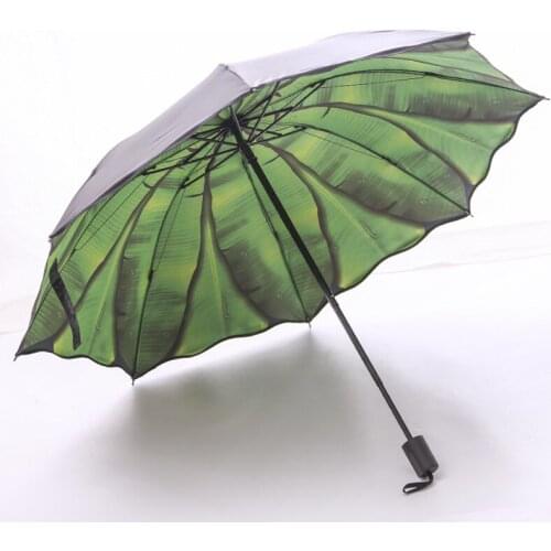 Banana Leaf Balck Glue Umbrella Women Rain Men Business Waterproof Umbrellas Outdoor Sun Protection Parasol