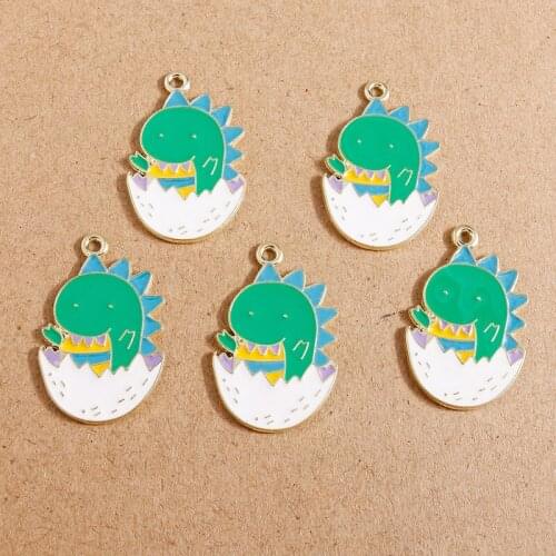 10pcs 20*31mm Cartoon Enamel Baby Dinosaur Egg Charms for Making Pendants Necklaces Earrings DIY Handmade Craft Jewelry Findings