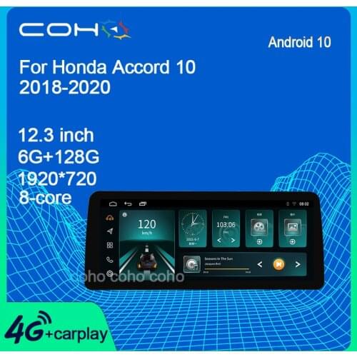 COHO For Honda Accord 10 2018-2021 Android 10.0 4G Car Radio Player Navigation GPS Eight-Core 6GB+128GB Radio Multimedia