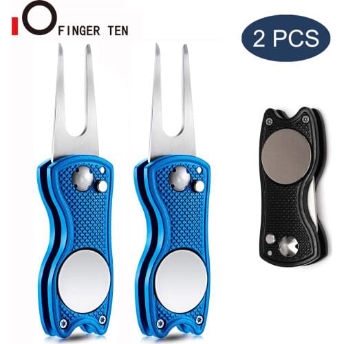 2 Pcs Mini Golf Divot Repair Tool Magnetic Pitchfork Pitch Groove Cleaner Putting Green Fork Foldable Accessories Drop Shipping