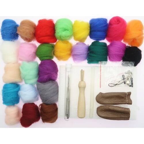 25 color Felting Wool Roving Hand Spinning Wool Fiber Yarn for Needle Felting DIY Materials PIN10