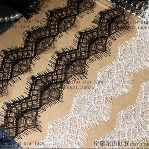 3Meters Black and White Eyelashes Lace Fabric DIY Clothing Collar Decoration Headdress Accessories 6.5cm LB0075