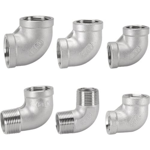 304 Stainless Steel 90 Degree Elbow Dn6 DN8 DN10 DN15 DN20 DN25 DN32 1/2" BSPT For Connect Pipes And Valves Water Pipe Fittings