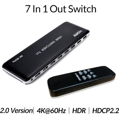 HDMI 2.0 7x1 Switch Switcher Audio Video Converter 7 in 1 out 3D 4K 60Hz for PS3 PS4 Computer PC DVD HD Players TV STB TO HDTV