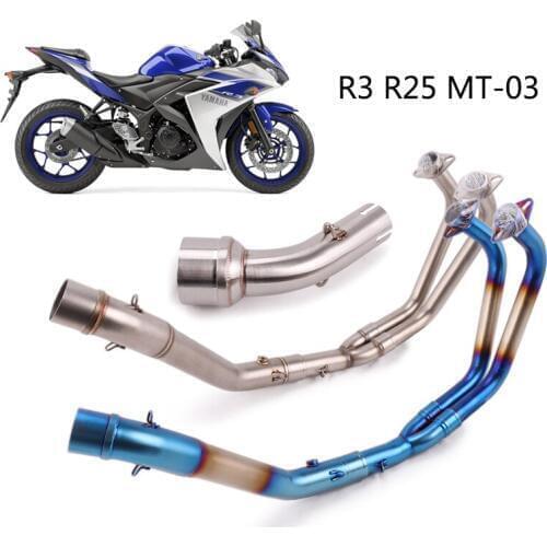 51 mm Header Mid Pipe for Yamaha R3 YZF-R3 R25 Motorcycle Exhaust Pipe Stainless Steel/Titanium Alloy Tube Slip On Muffler