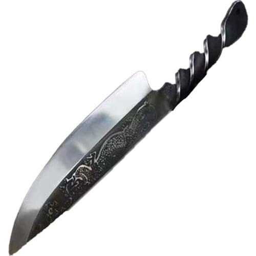 6 Inch Machete Handmade Dragon Pattern Viking Knife 7Cr17MoV High Carbon Steel Cleaver Twist Steel Handle Utility Kitchen Knives