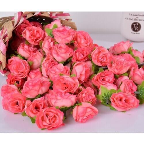 60Pcs Artificial Small Silk Rose Peony Flower Heads Bulk Craft for Wedding Party Decorative Wreaths Bouquet DIY Craft Accessorie