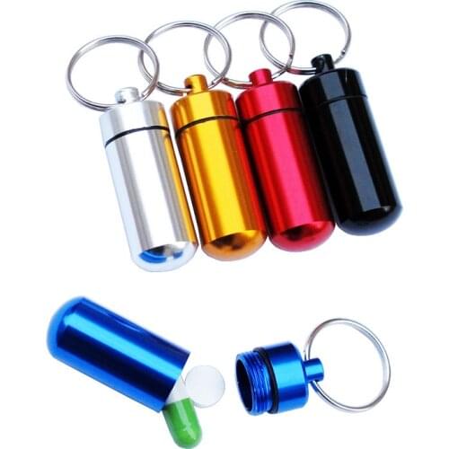 9Colors Pill Box Aluminum Waterproof Medicine Case Container Keychain Medicine Box Health Care Dropship