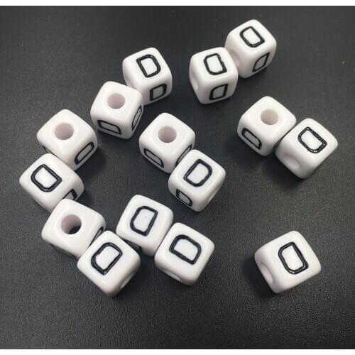 Free Shipping 550PCS White Cube Plastic Jewelry Alphabet Single Letter D Beads Square 10*10MM Spacers Fit for Name Bracelets