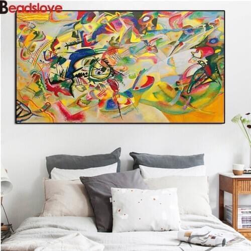Large Diy Diamond Painting Wassily Kandinsky Composition Full Square Round Drill Daimond Embroidery 5D Cross Stitch Mosaic decor