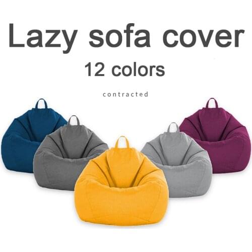 Large Small Lazy Sofas Cover Chairs without Filler Linen Cloth Lounger Seat Bean Bag Pouf Puff Couch Tatami Living Room